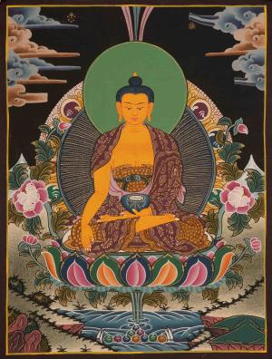 Traditional Hand-Painted Shakyamuni Buddha | Tibetan Buddhist Thangka | Religious Painting